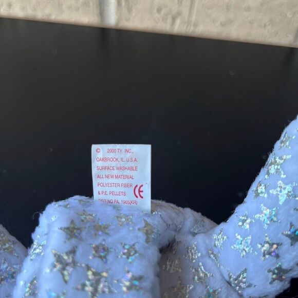 TY Beanie Baby The Beginning White Bear Silver Stars 8.5 Retired Rare Jan 1 2000 - Picture 13 of 16